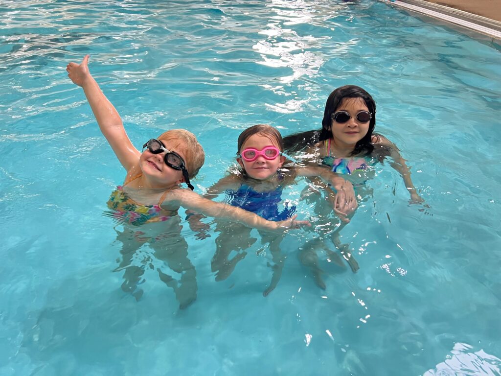 children swimming